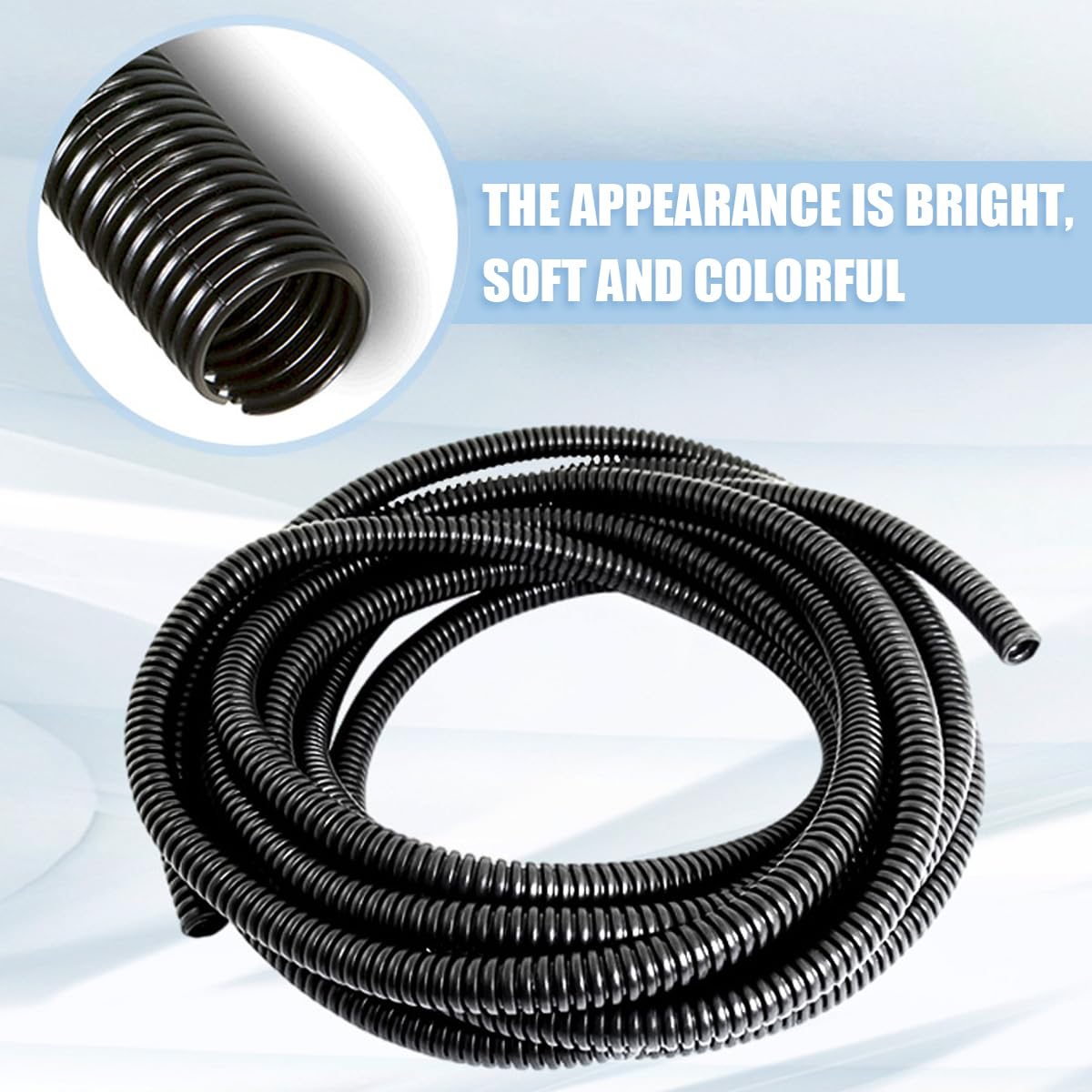 CGEAMDY Manguera Corrugada, Ignífugo Tubo Corrugado, Tubería Alambre Conducto Para Proteger Cables Eléctricos, 5m Longitud Corrugado Fuelle Conducto Tubo Protector Manga Para Coche(10x13mm)