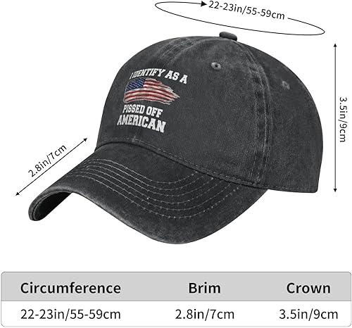Miniatura 6 de I Identifys As A Pissed Off American Hat for Men Baseball Hats Graphic Hats, Negro -