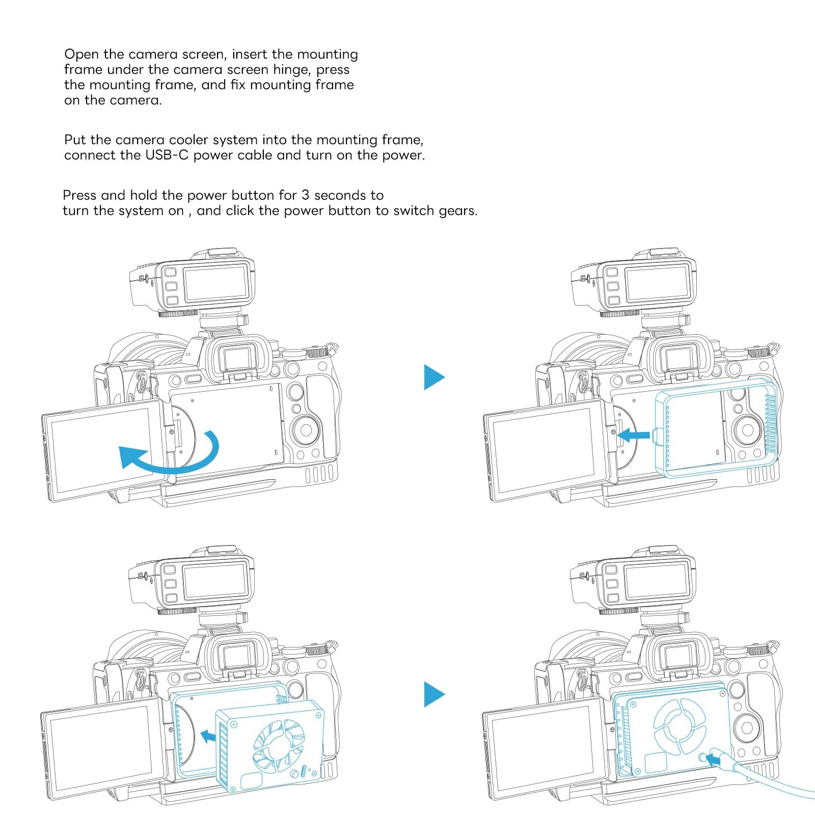 Kamera Kühlventilator/Kamera Externes Kühlsystem mit Lüfter, kompatibel mit Sony A7M4/ZVE1/A6700/A7C2/ZV-E10/ZV1/A7C/FX3 Fuji XT4/Canon R6/R7 für Live-Streaming und Videoaufnahmen