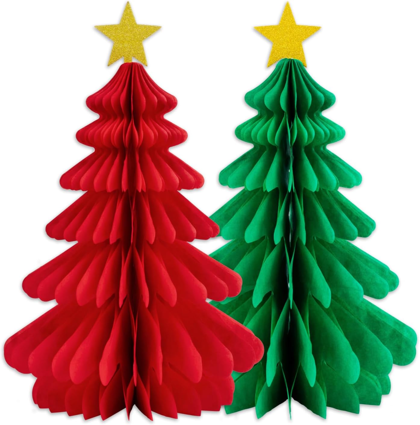 11.8” Christmas Tree Honeycomb Ornaments,2 Pcs Christmas Paper Ornaments for Christmas Deco, Red Green 11.8” Christmas Tree Honeycomb Ornaments,2 Pcs Christmas Paper Ornaments for Christmas Deco, Red Green