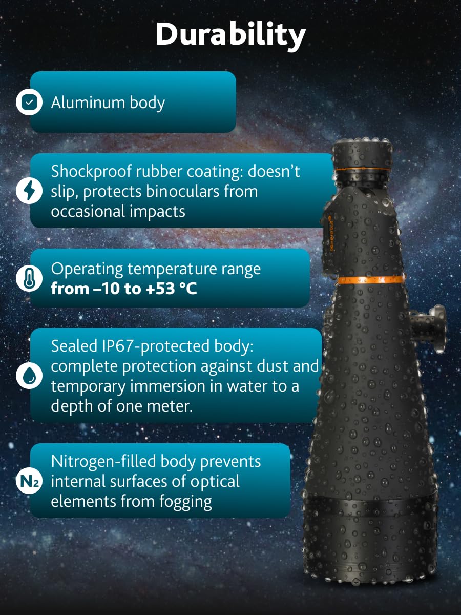 Levenhuk Bruno Plus 30x80 Jumelles Astronomiques Puissantes, Prismes Porro