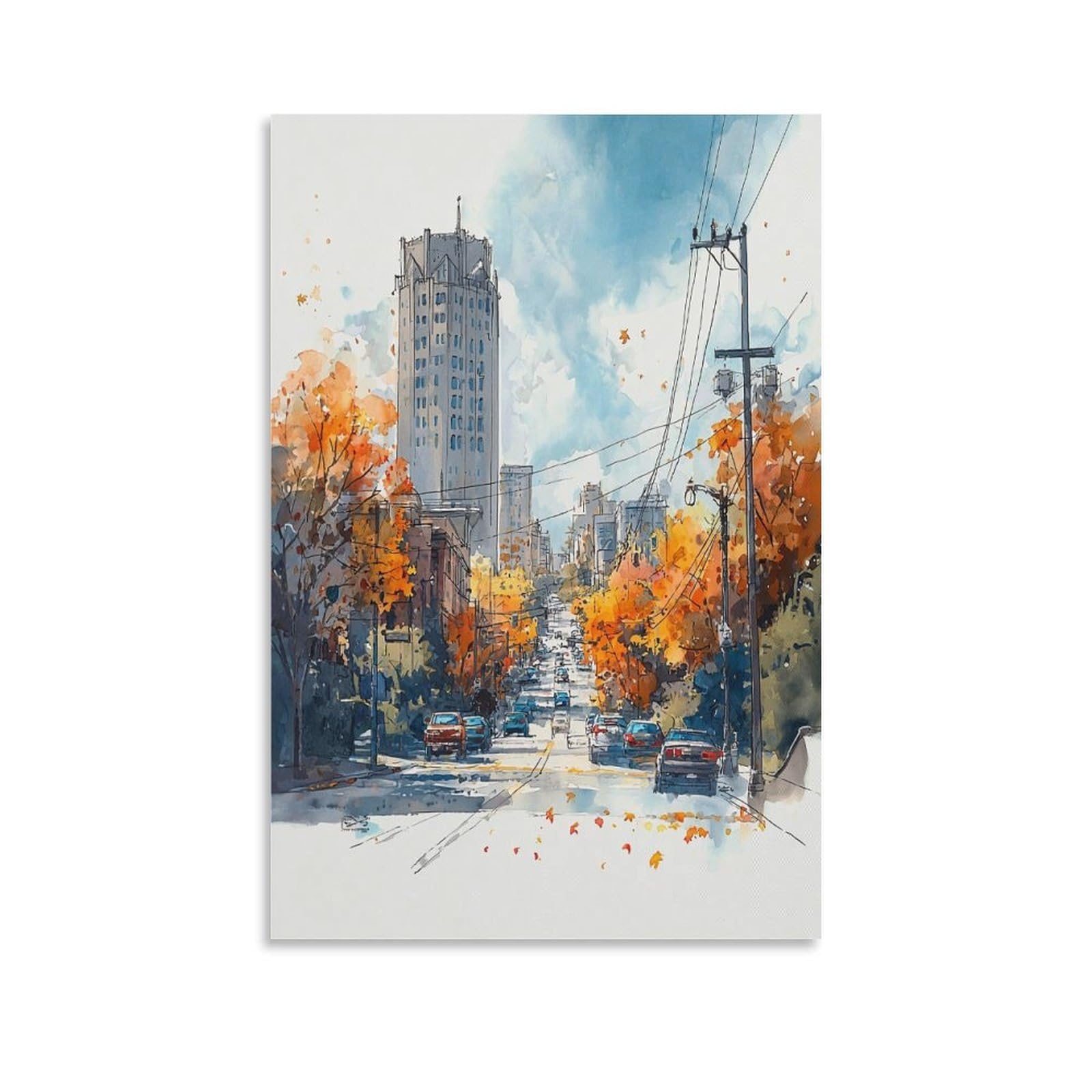CNAHEIZ WINNIPEG Edition Manitoba 20x30inch(50x75cm) Vintage Travel Poster Watercolor Canvas Art