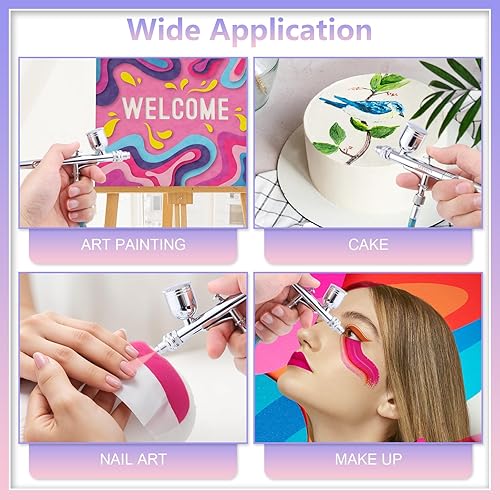 Miniatura 7 de Gyfent Kit de aerógrafo de doble modo, pistola de aerógrafo con 3 juegos de boquillas de liberación rápida, cepillo de aire de alimentación por