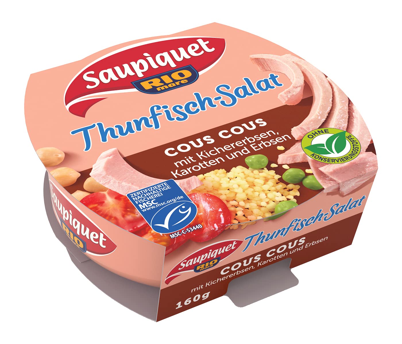 Saupiquet Rio Mare Thunfisch-Salat Cous Cous, MSC zertifiziert, Fix und fertig zubereitet, Ideal für unterwegs, 160g