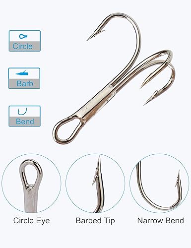 Miniatura 6 de Beoccudo Kit de ganchos agudos, agua salada de agua dulce, tamaño 2 4 6 8 10 ganchos de acero de alto carbono para pesca triple
