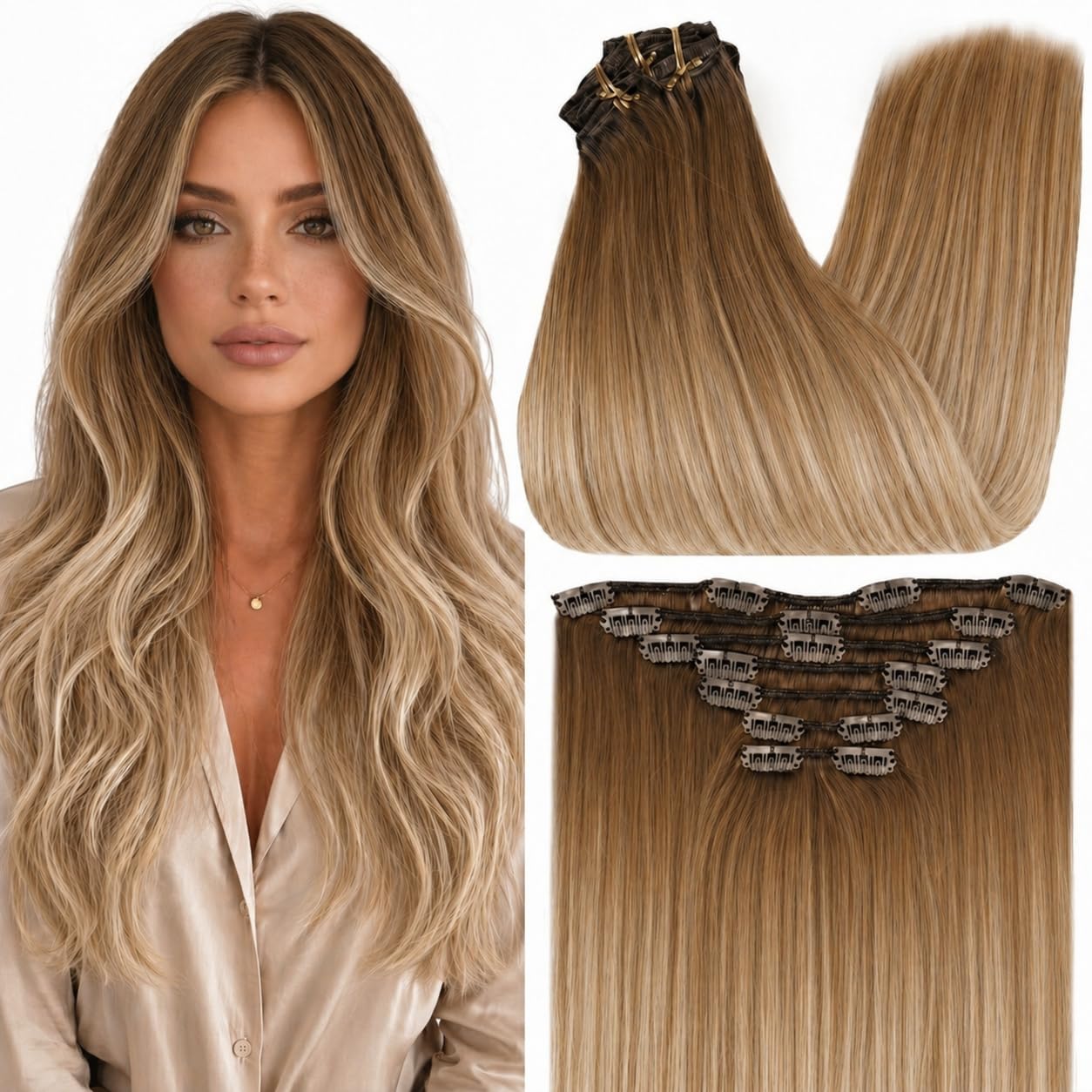 Fshine Clip in Hair Extensions Human Hair, 1B Natural Black, 10 Inch, 95G, 7 Pcs, Double Weft Real Remy Brazilian Hair, Add Volume for Bob Hair, Thick Asian Hair, Short Hair Topper, Easy Clip Glueless — view 30