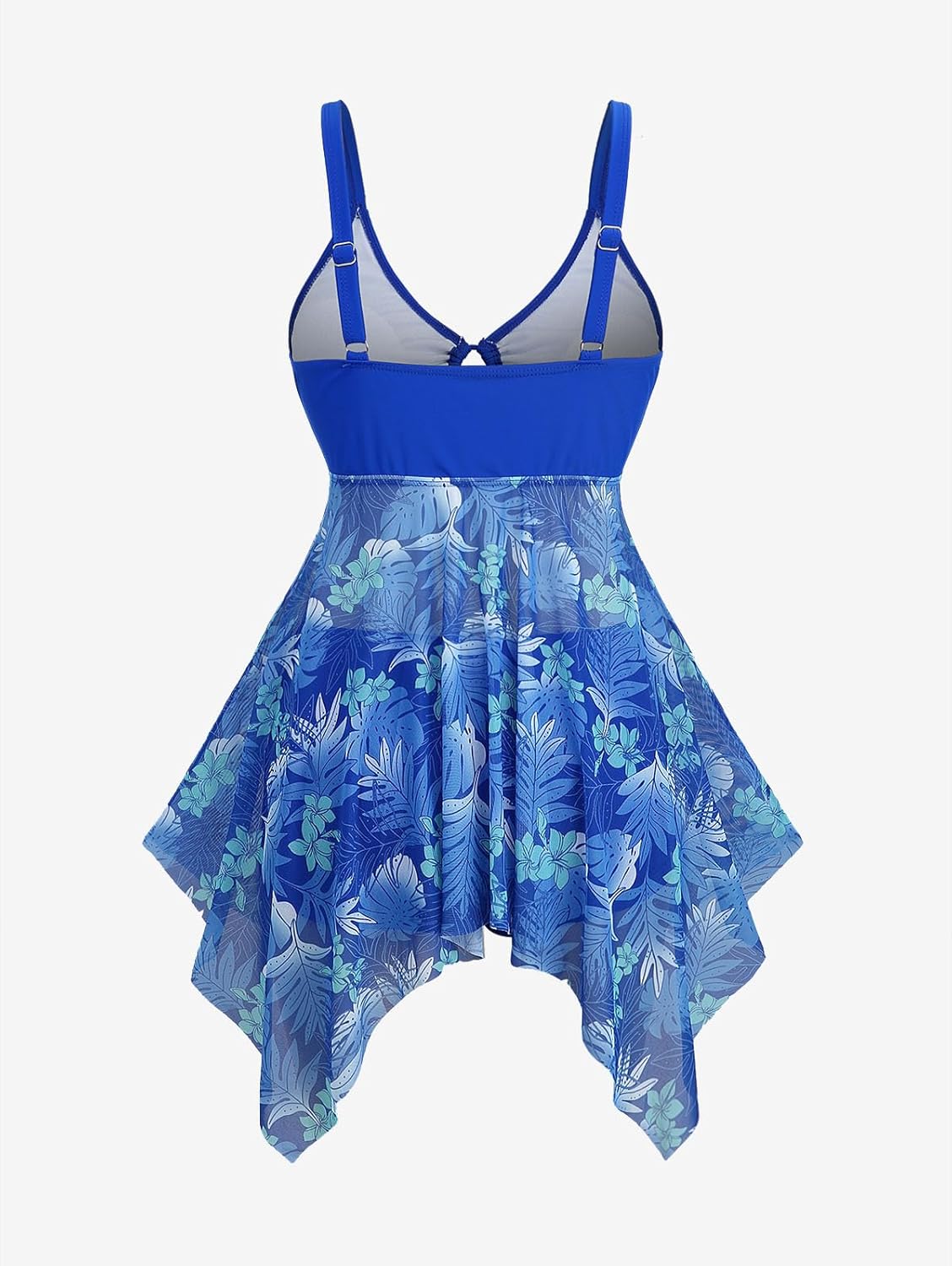 ROSE GAL Plus Size Leaf Print Swim Dress with Short for Women Mesh Tankini Swimsuits Flowy Two Piece Bathing Suits
