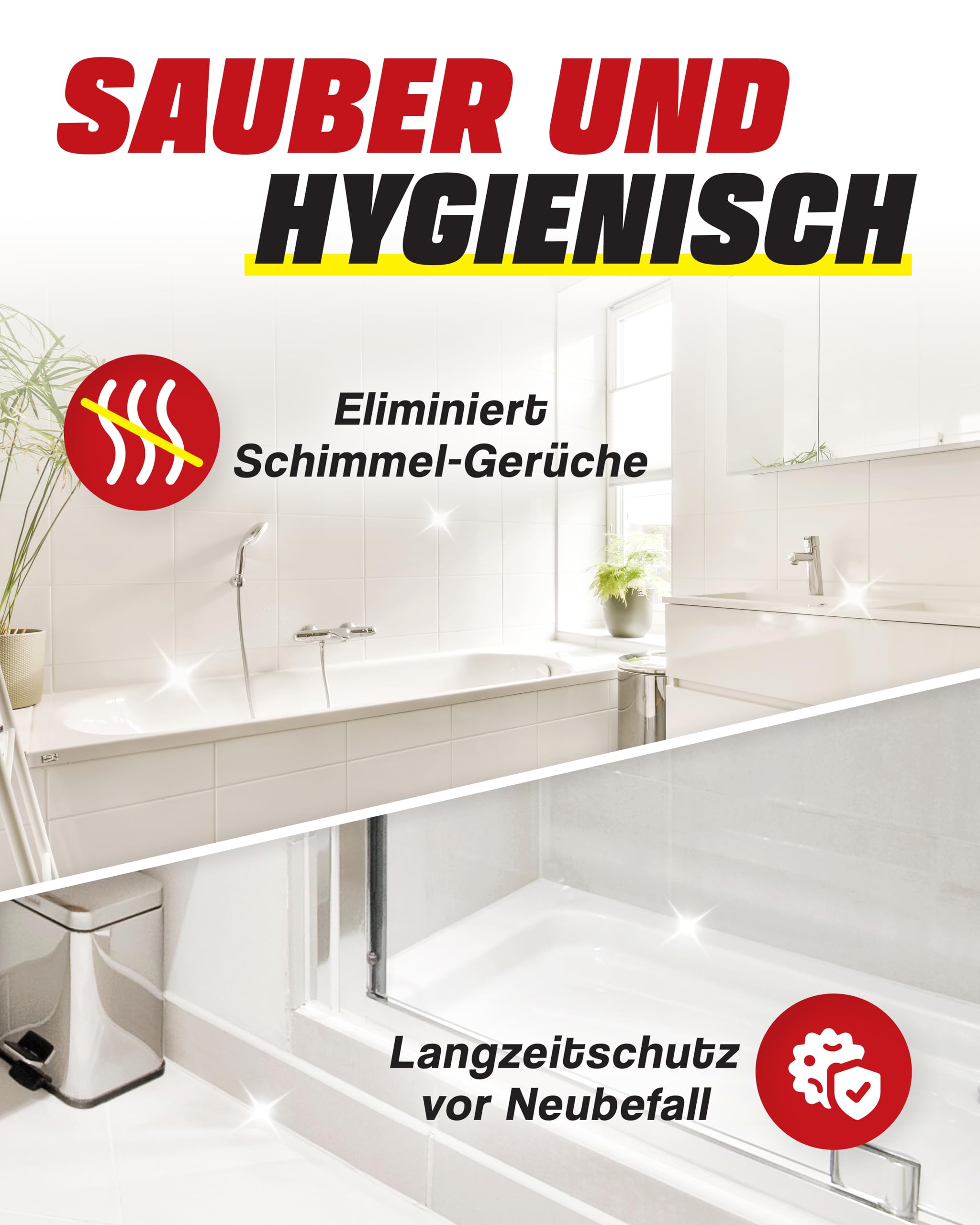 VEXIL Schimmelbekämpfung Duo – Schimmelentferner mit AKTIV-CHLOR + Schimmelschutz Spray – Schimmel entfernen & Neubefall verhindern – Bis zu 18 Monate Langzeitschutz – 2x 500 ml – Made in Germany
