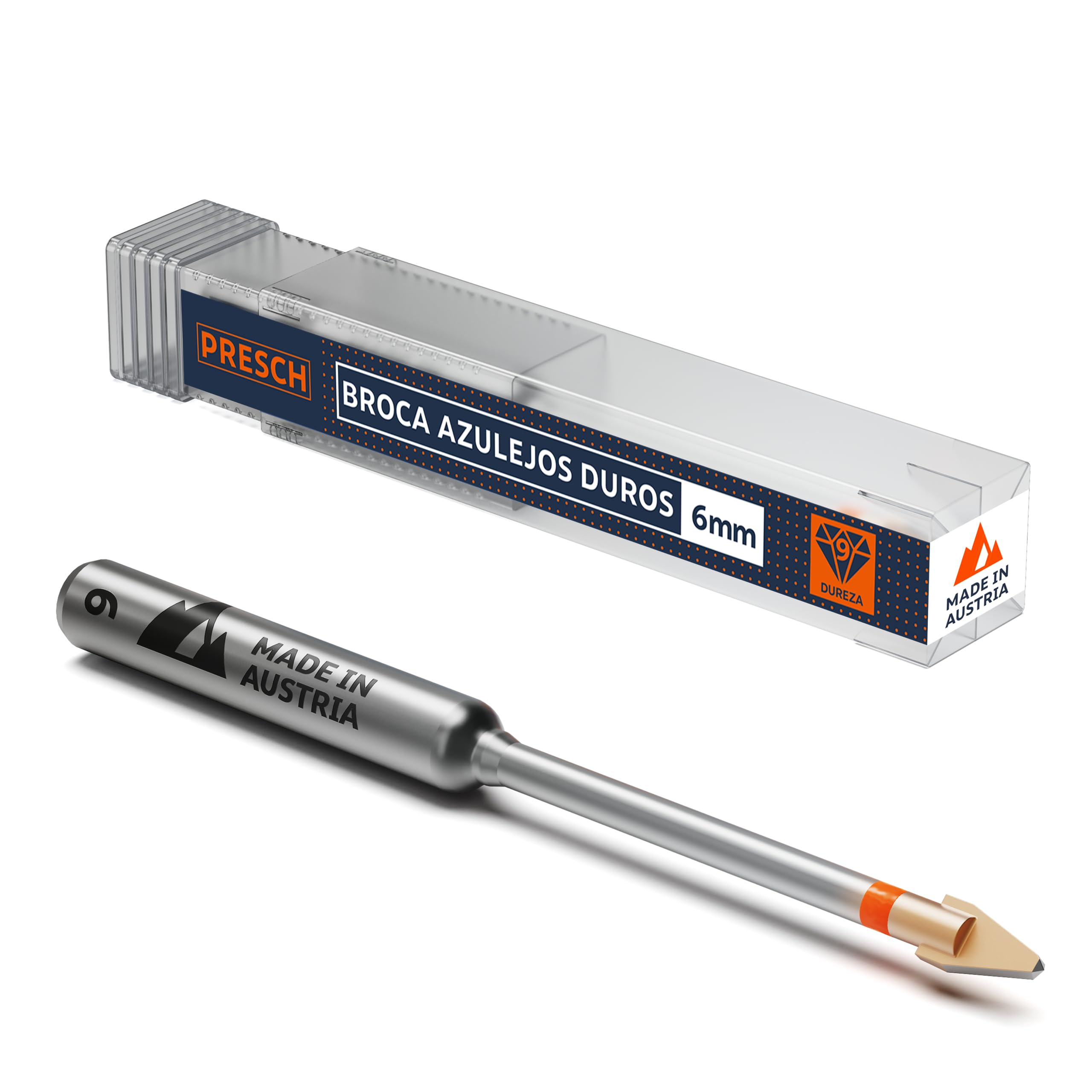 PRESCH Broca azulejos ⌀ 6mm | Broca especial para cerámica, azulejos duros, porcelana y vidrio | Broca porcelánico y cerámica incluye una caja