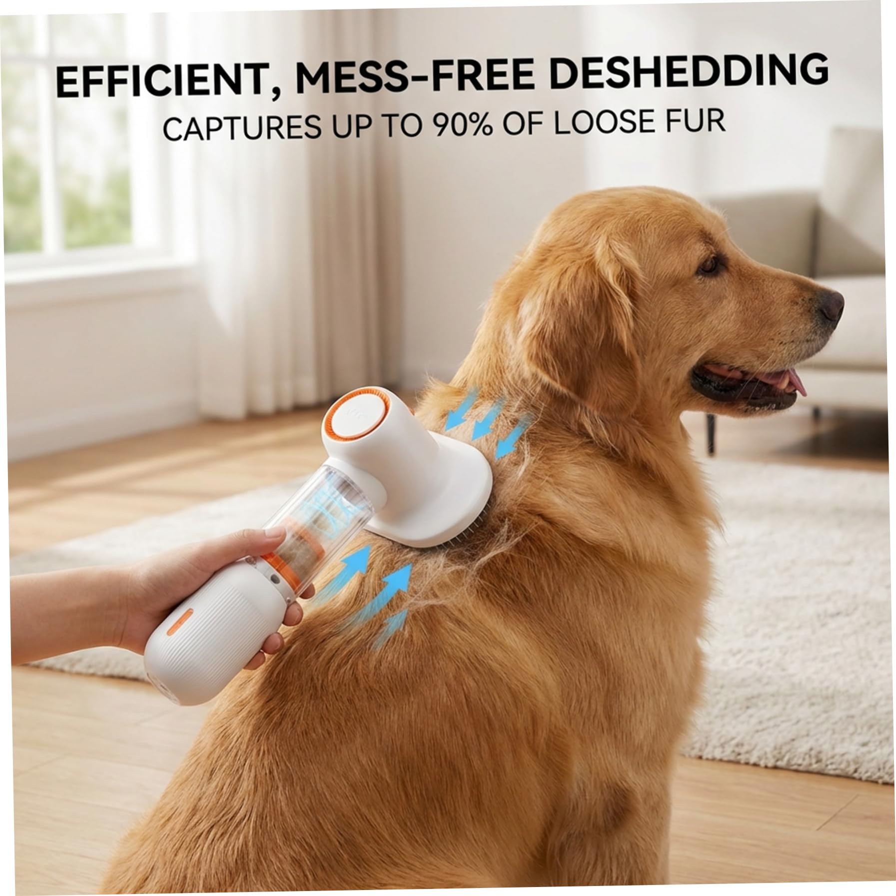 Aspirapolvere per toelettatura Animali Domestici 4 in 1 per Cani e Gatti, Spazzola per deshedding Senza Fili con autopulizia per Corti e Medi, aspirapolvere con Spazzola per Cani
