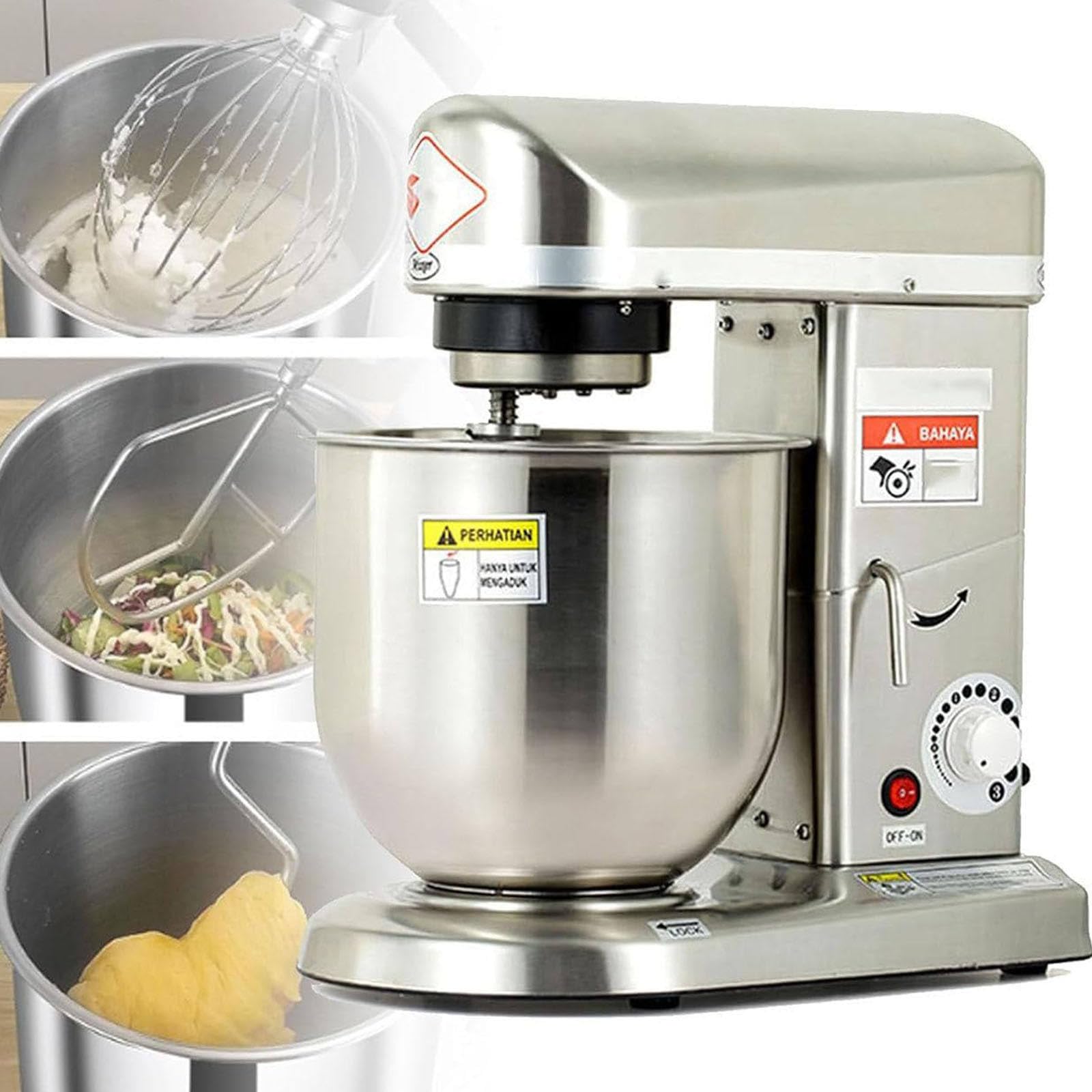 Robot da Cucina Multifunzione,Impastatrice a Spirale per Pane e Pizza, Accessori per Fruste Elettriche,per Sbattere Uova e Montare Panna,Crea Torte e Dolci Perfetti 10L