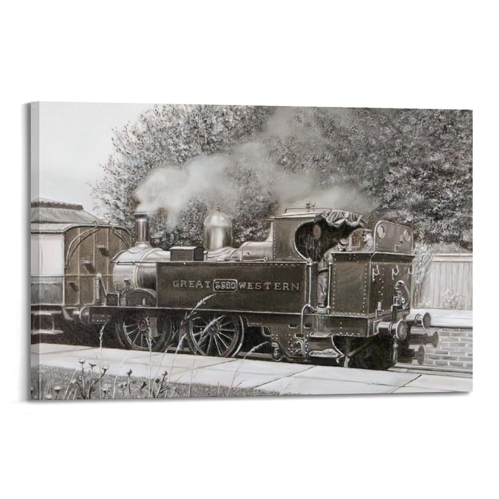 ZSZWHJ Vintage Transport Art Posters Steam Locomotive Poster Decorative Painting Canvas Wall Posters And Art Picture Print Modern Family Bedroom Decor Posters 08x12inch(20x30cm)