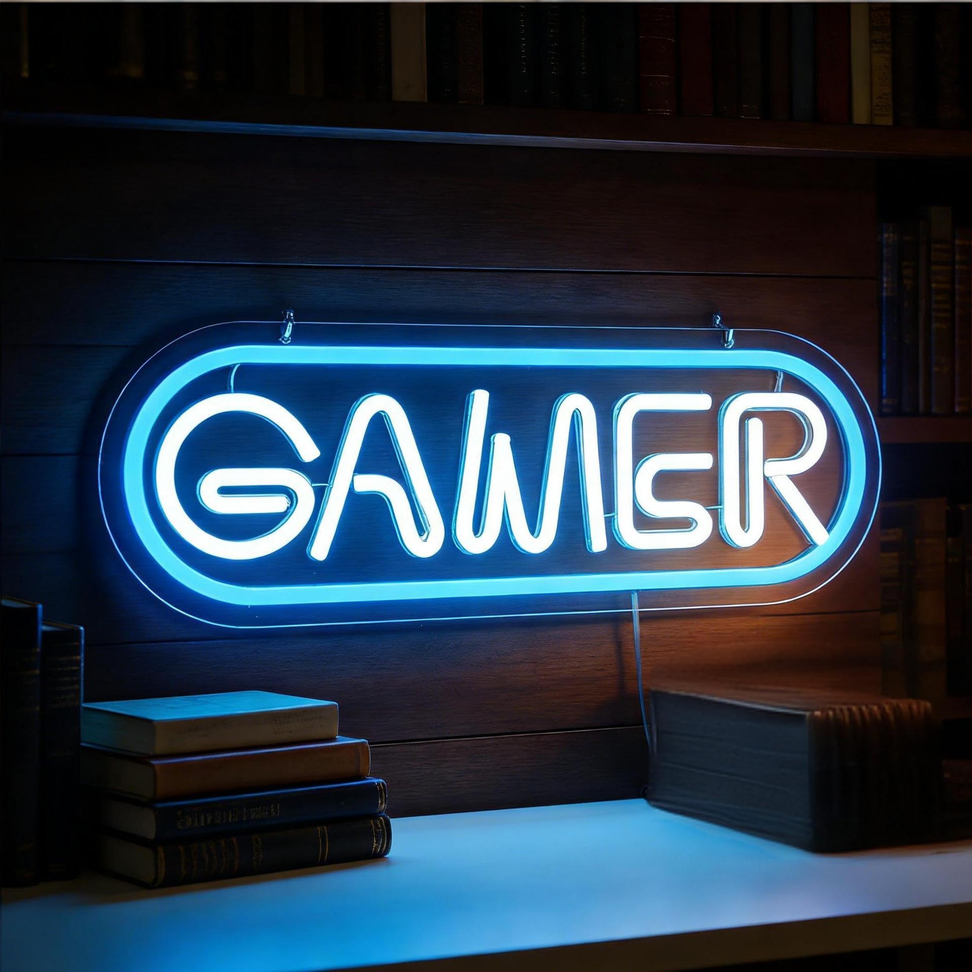 Gamer Neon Sign - Dimmable USB-Powered LED Wall decor Light for Gaming Room, Bedroom, Bar & Party Decor, 13.8x4.7 Inch