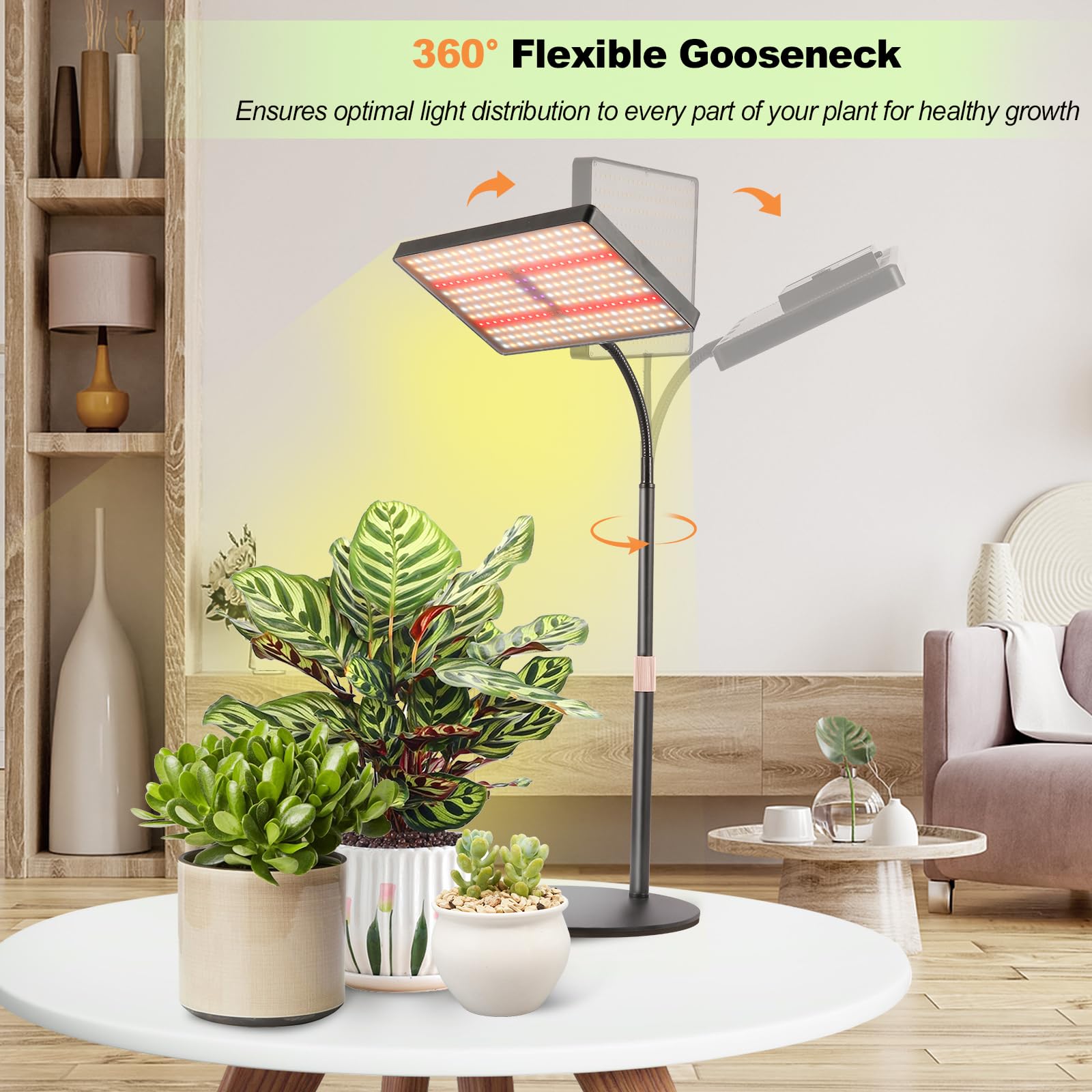 MICCYE Lampe de Plante avec Base 286 LEDs Spectre Complet UV-IR 25W