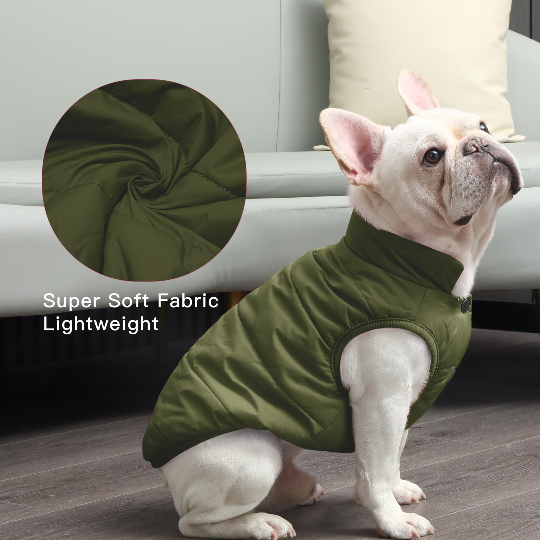 JoyDaog, Cappottino per cani foderato con 2 strati di pile, antivento, molto caldo e morbido, perfetto per il freddo invernale, ideale per cuccioli, verde, M