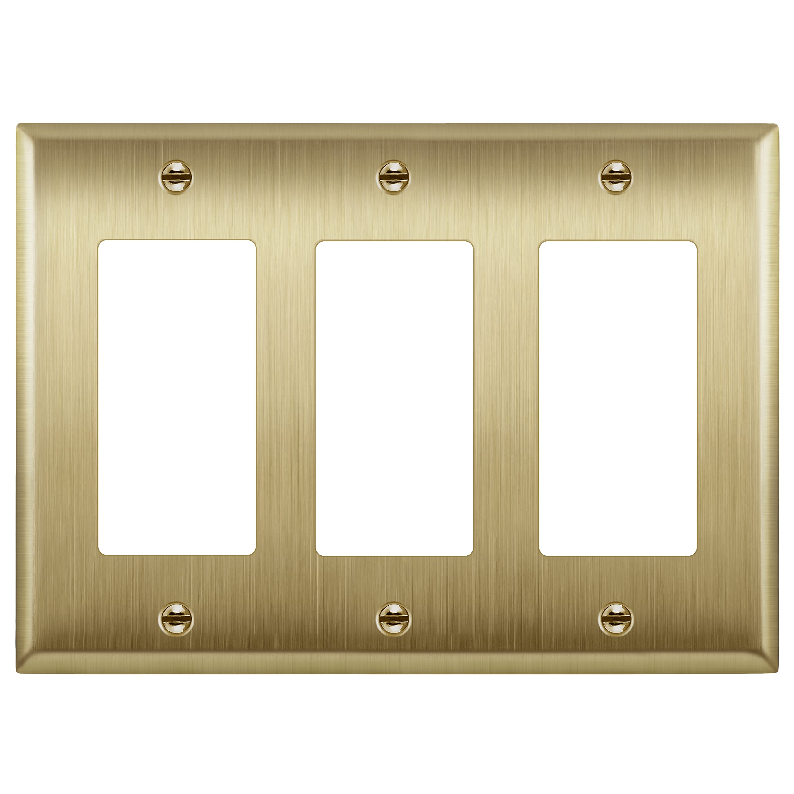 ENERLITES Decorator Switch or Outlet Metal Wall Plate, Stainless Steel 201, Corrosion Resistant, Size 3-Gang 4.50" x 6.38", UL Listed, 7733-BB,