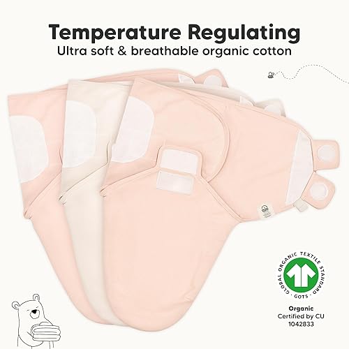 Miniatura 4 de Paquete de 3 mantas orgánicas para dormir para bebé, para recién nacido, envolturas ergonómicas para bebés de 0 a 3 meses, sacos para dormir,