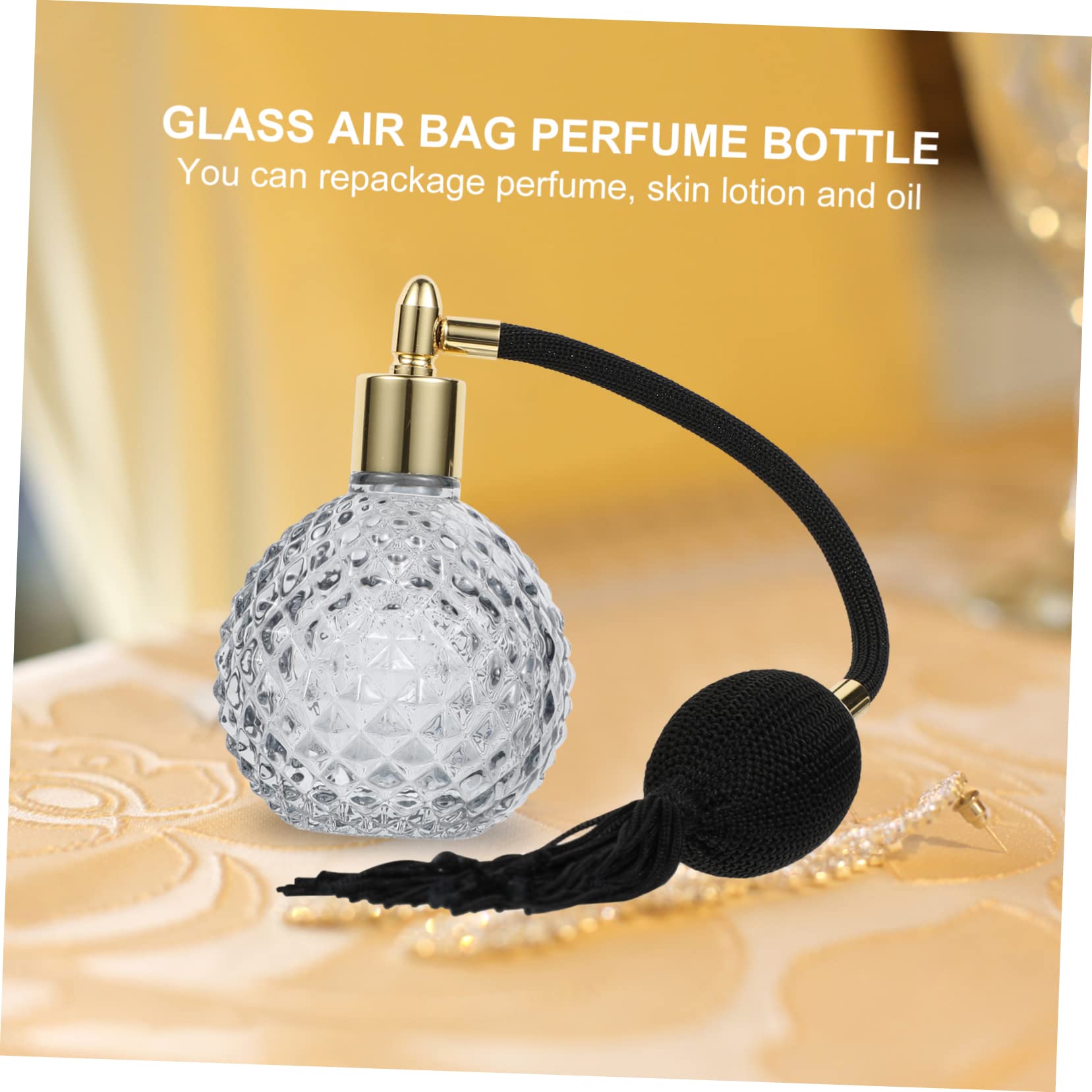 minkissy Bottiglie di Profumo Ricaricabili 2pezzi 100ml in Vetro Nero Motivo Ananas, Spray a Bulbo Vintage per Camera da Letto e Soggiorno