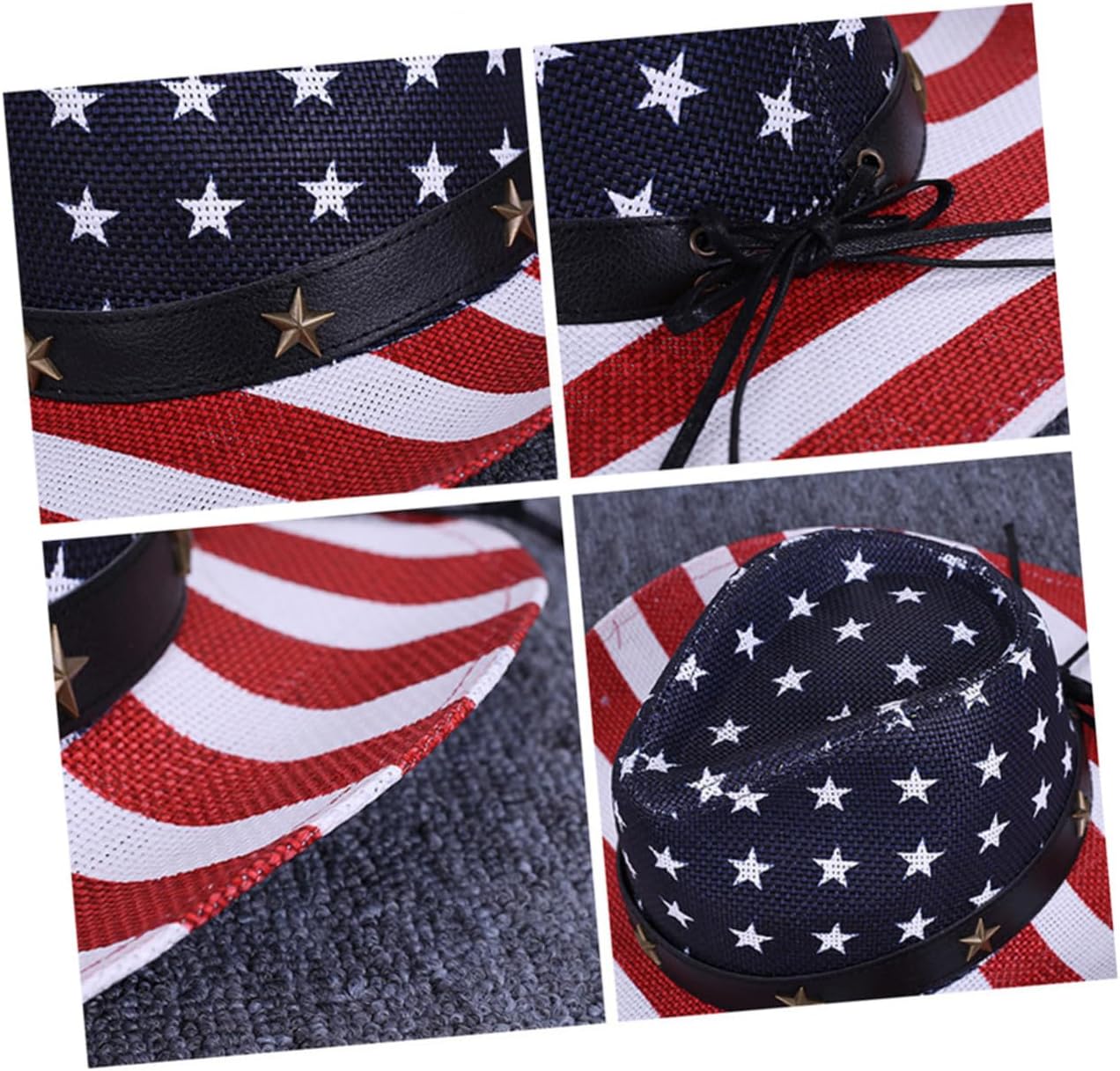 Classic Western Cowboy Hat Wide Brim Straw Sun Block for Men Red