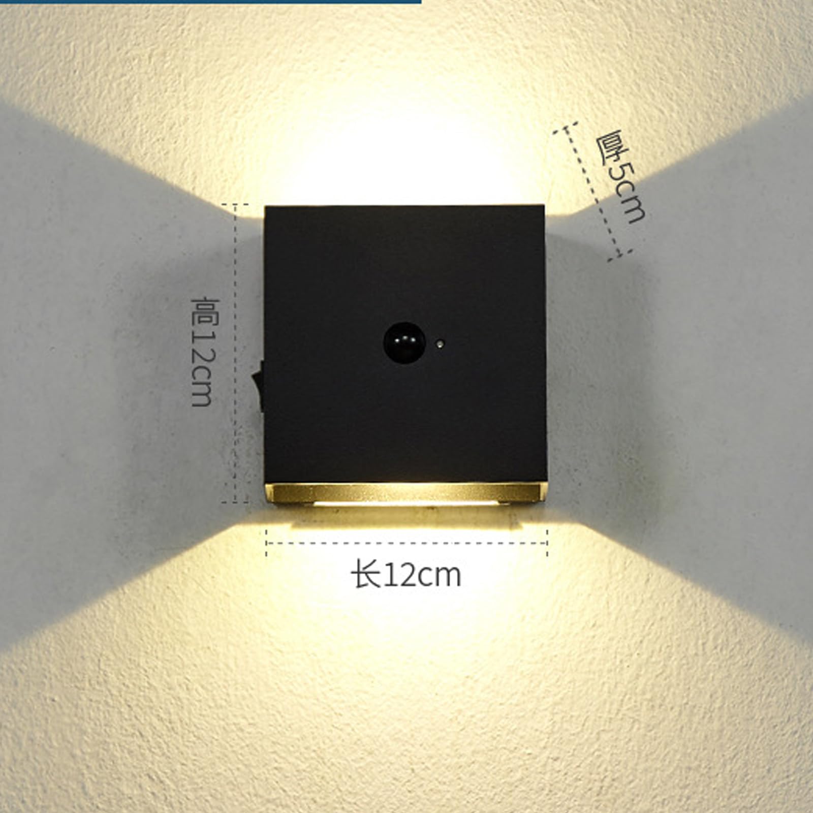 Modern Innen Wandlampe mit Bewegungsmelder Wandleuchte Up Down Wandbeleuchtung LED 2700K/6500K Aluminium Schwarze für Wohnzimmern Arbeitszimmer Treppenhaus (Warmes Licht,2 Stück)