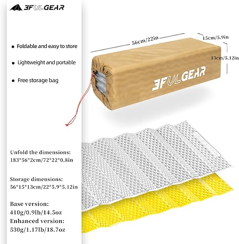 Miniatura 2 de Colchoneta de espuma para dormir, de celda cerrada, ligera, portátil, a prueba de humedad, ultraligera, colchón de campamento de 0.9 libras para