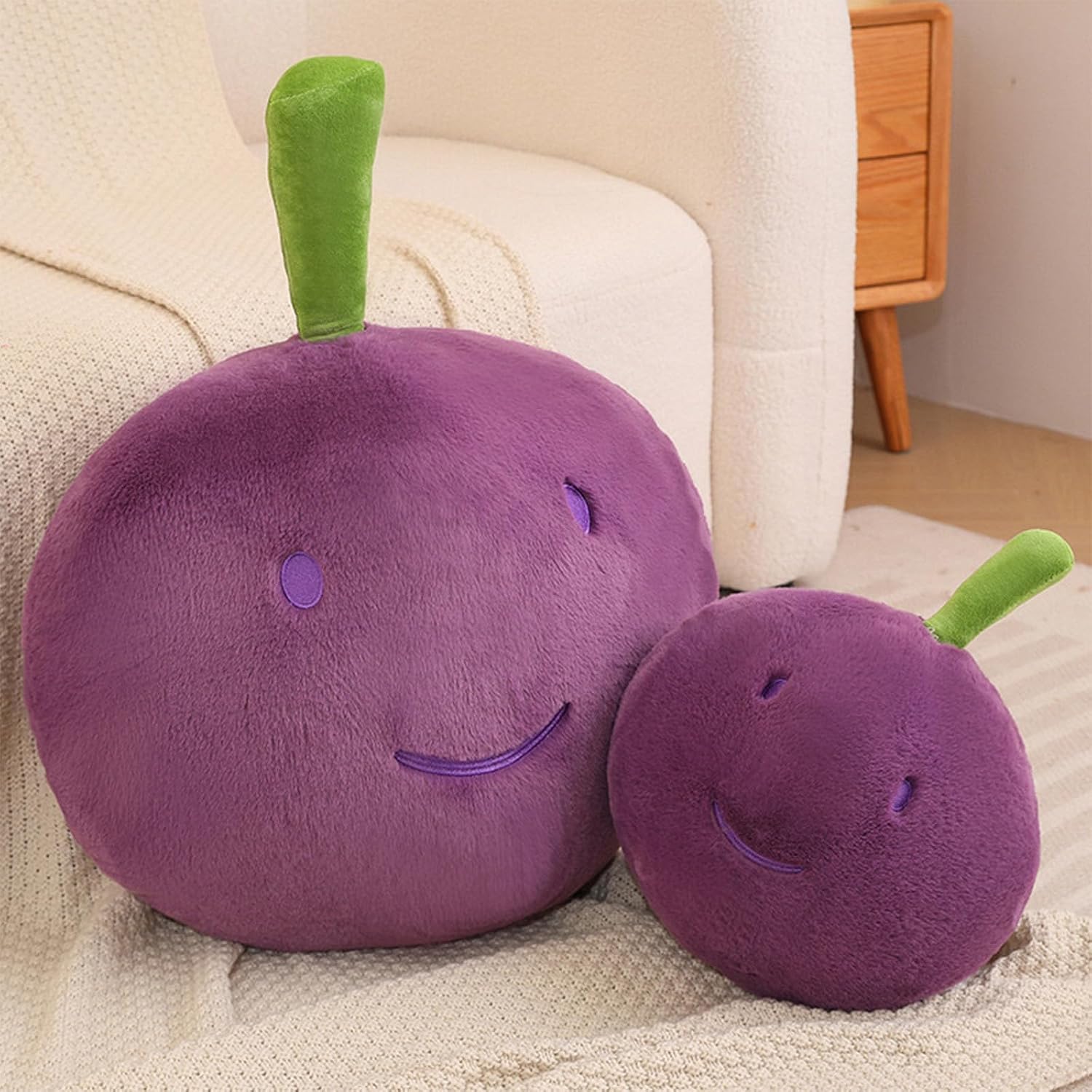 Grape Plush Pillow, Grape Stuffed Plush, Food Plush Pillow, Home Decoration Gift for Kids Adults (11.8 inch)