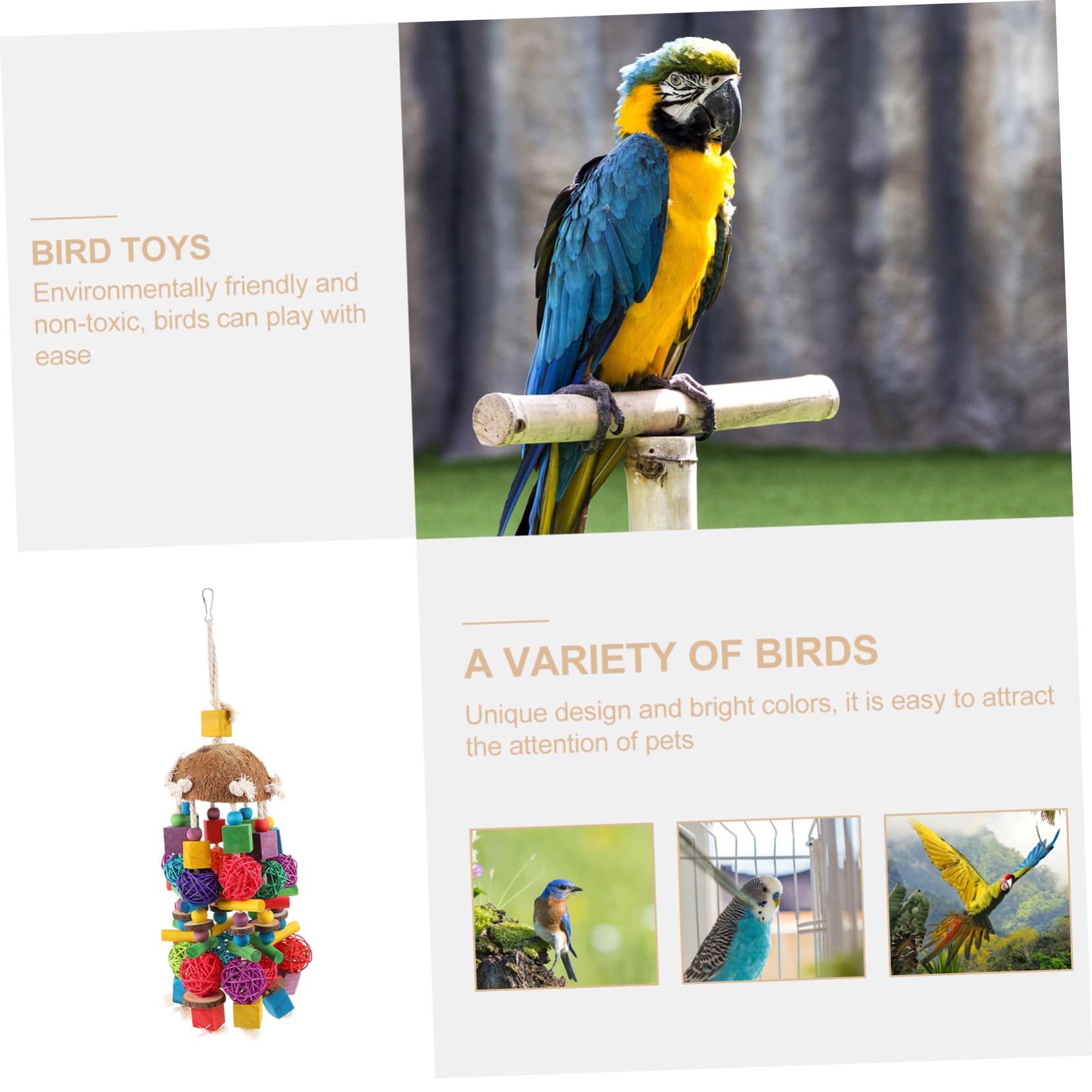 BESPORTBLE 1pezzi Giocattolo Per Pappagalli e Cocco Accessorio Da Masticare Appeso Per Uccelli Giocattolo Divertente Per Parakeet e Cockatiel Migliora Benessere Degli Animali Domestici