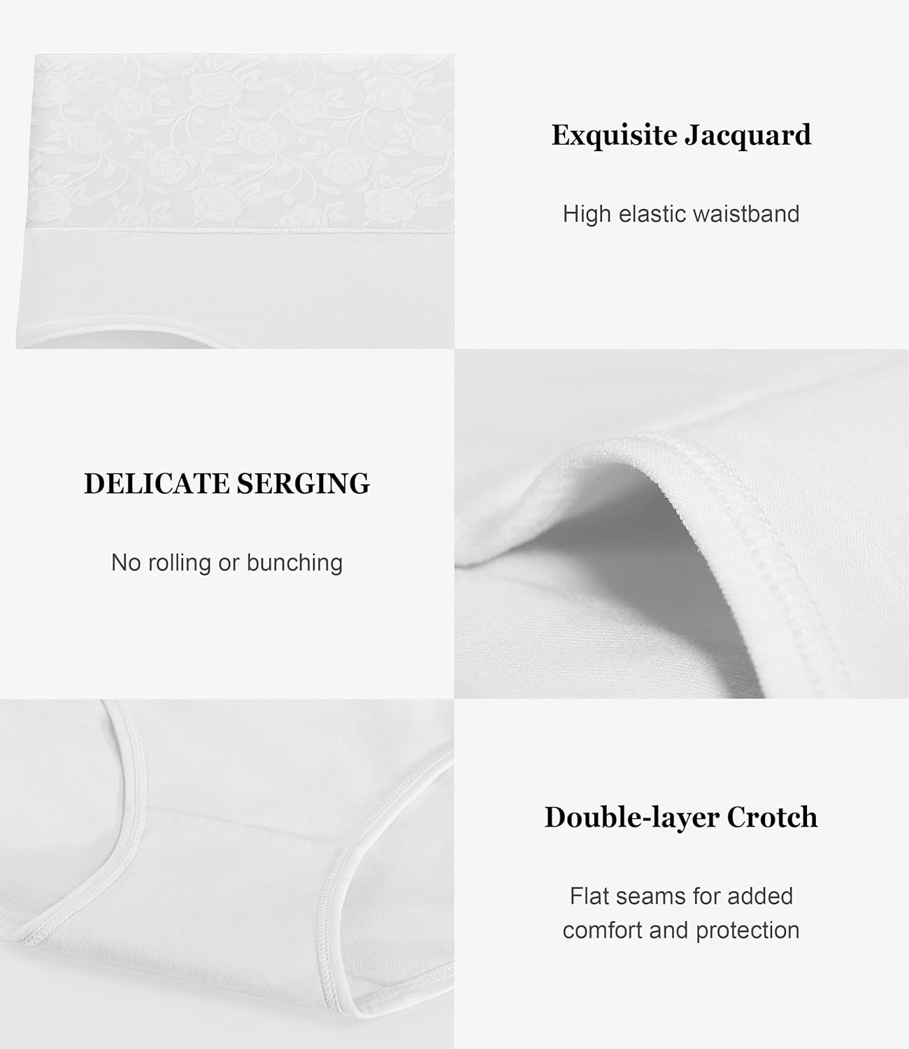 coskefy High Waist Cotton Underwear for Women Full Coverage Panties Floral Print Briefs for Ladies 5 Pack - Image 3