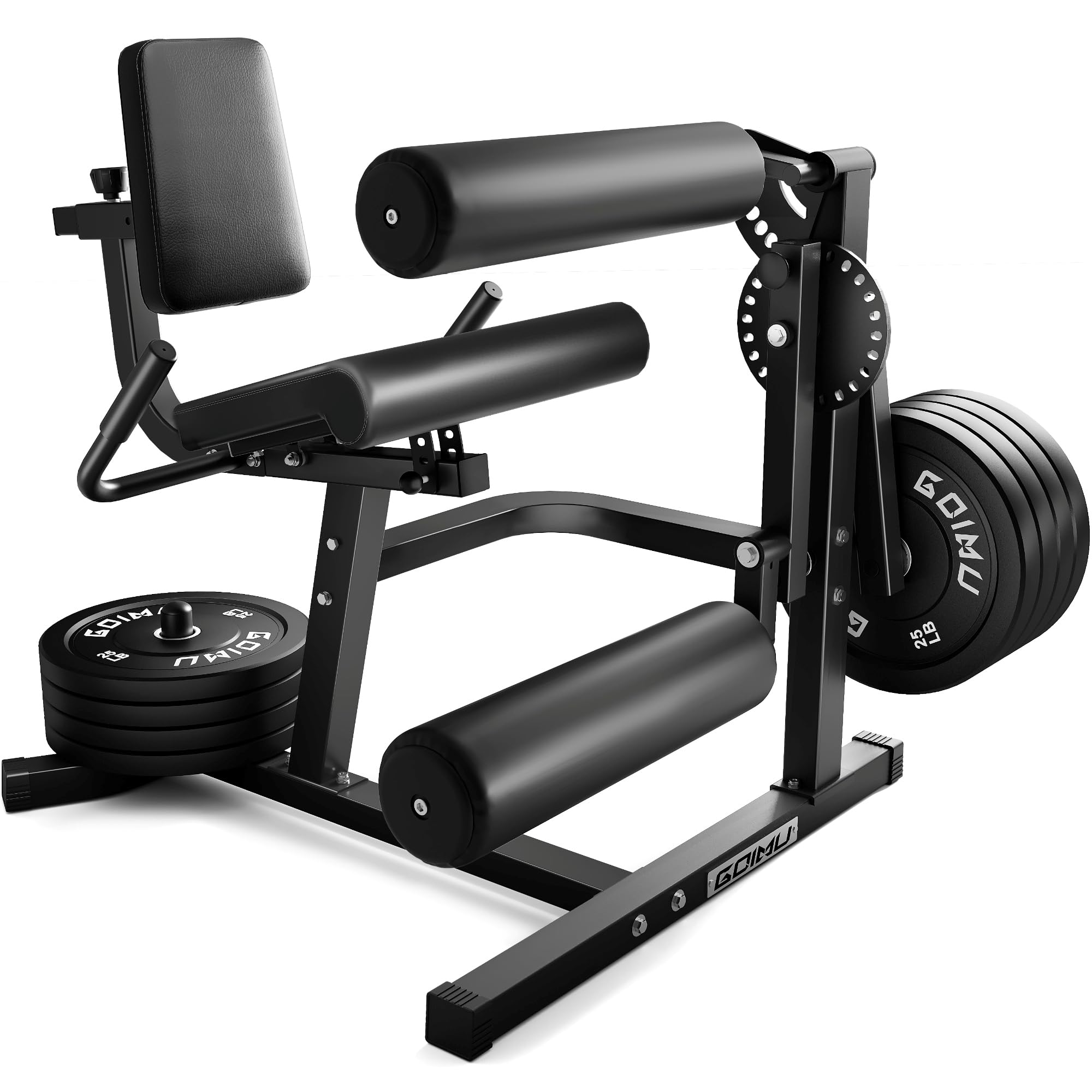 Leg Extension and Curl Machine, 4 in 1 Lower Body Workout Machine, Adjustable Leg Curl Machine with Plate Loaded, Leg Extension Machine with Exercise Bench, Home Gym Weight Machine