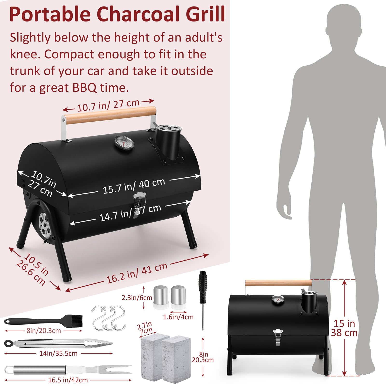 Juego de 12 parrillas de carbón portátil, parrillas de carbón de mesa, parrilla compacta para barbacoa pequeña con accesorios para acampar al aire libre, patio, playa, viajes en autocaravana 2
