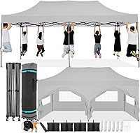 Vista 23 de COBIZI 10x10 Gazebos desplegables en oferta 11x11 Tienda de campaña con toldo fácil de montar al aire libre, Gazebo impermeable portátil