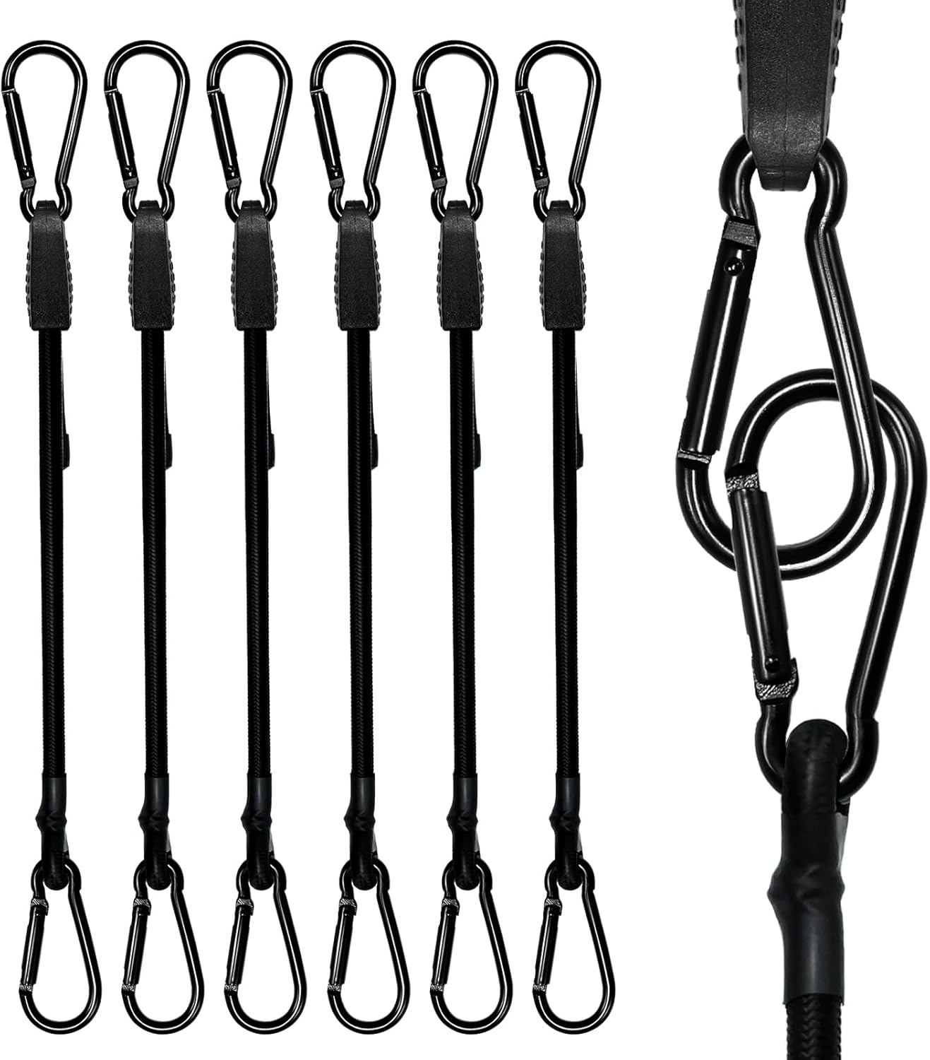 6 Pack Adjustable Bungee Cords with Carabiner, 21.26 Inch Heavy Duty Bungee Cords with Carabiner, High Elastic Ropes Feature an Adjustable Design from 7" to 16.54" for Life and Outdoor Activities 21.26inch - 6pcs