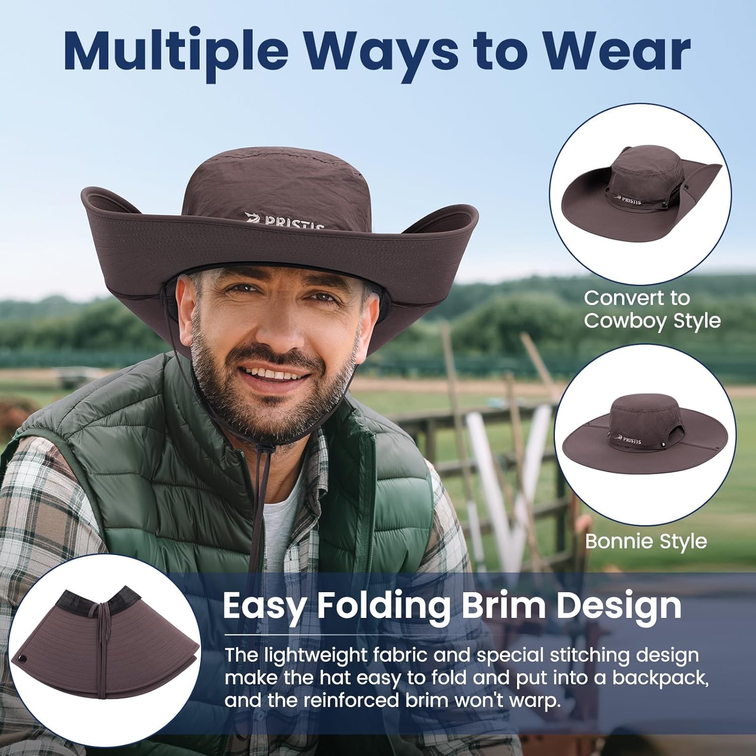 Pristis Essential Fishing Sun Protection Accessories Kit, UPF 50+ Fishing Gloves (L-XL) & Sun Hat (X-Large), The Best Choice for Angler