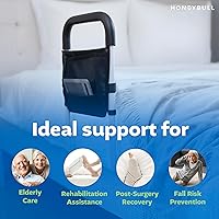 Vista 7 de HONEYBULL Bed Rails for Elderly Adults - Medical Bed Assist Rail with Support Bar, Storage Bag & Safety Strap, Fits King, Queen, Full, and Twin Beds