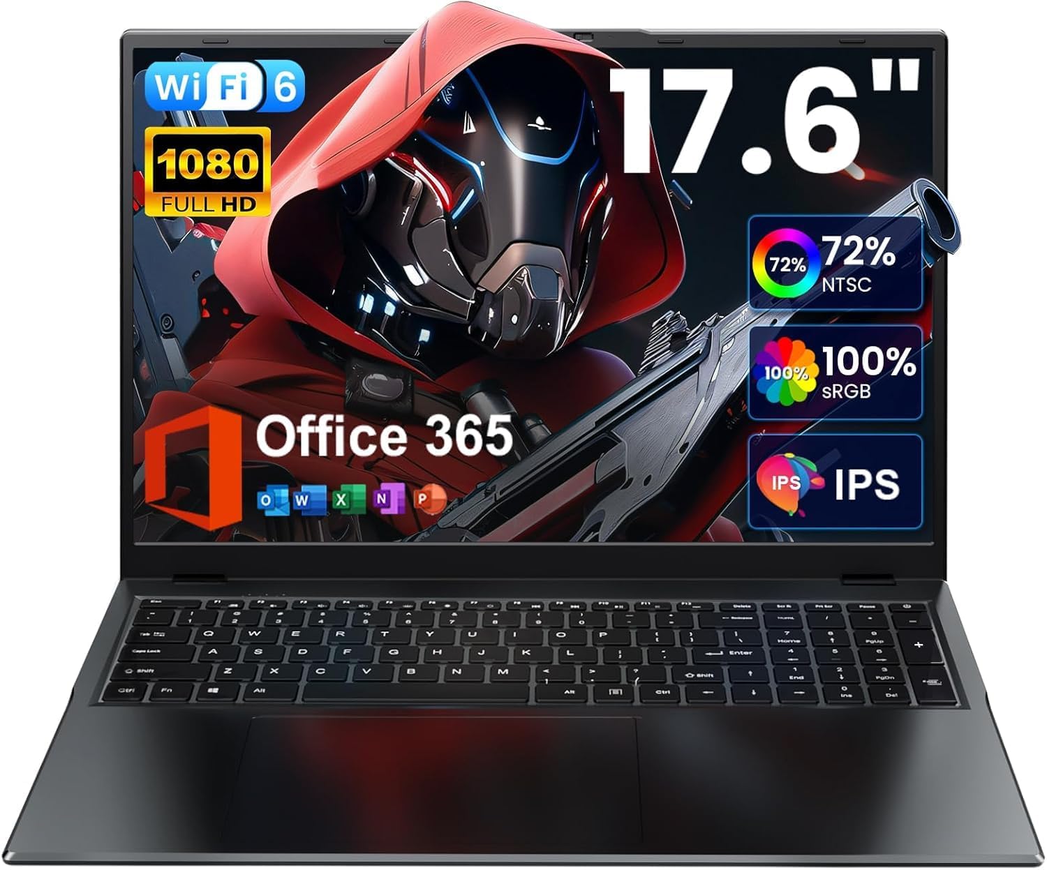 jumper 17.6 Inch Laptop, 1 Year Office 365, Laptop Computer with 16GB RAM, 512GB SSD+128GB Storage, Windows 11 Laptop, Celeron N5095 Processor, 100% sRGB FHD Display, WiFi6, BT5.2, Backlit Keyboard