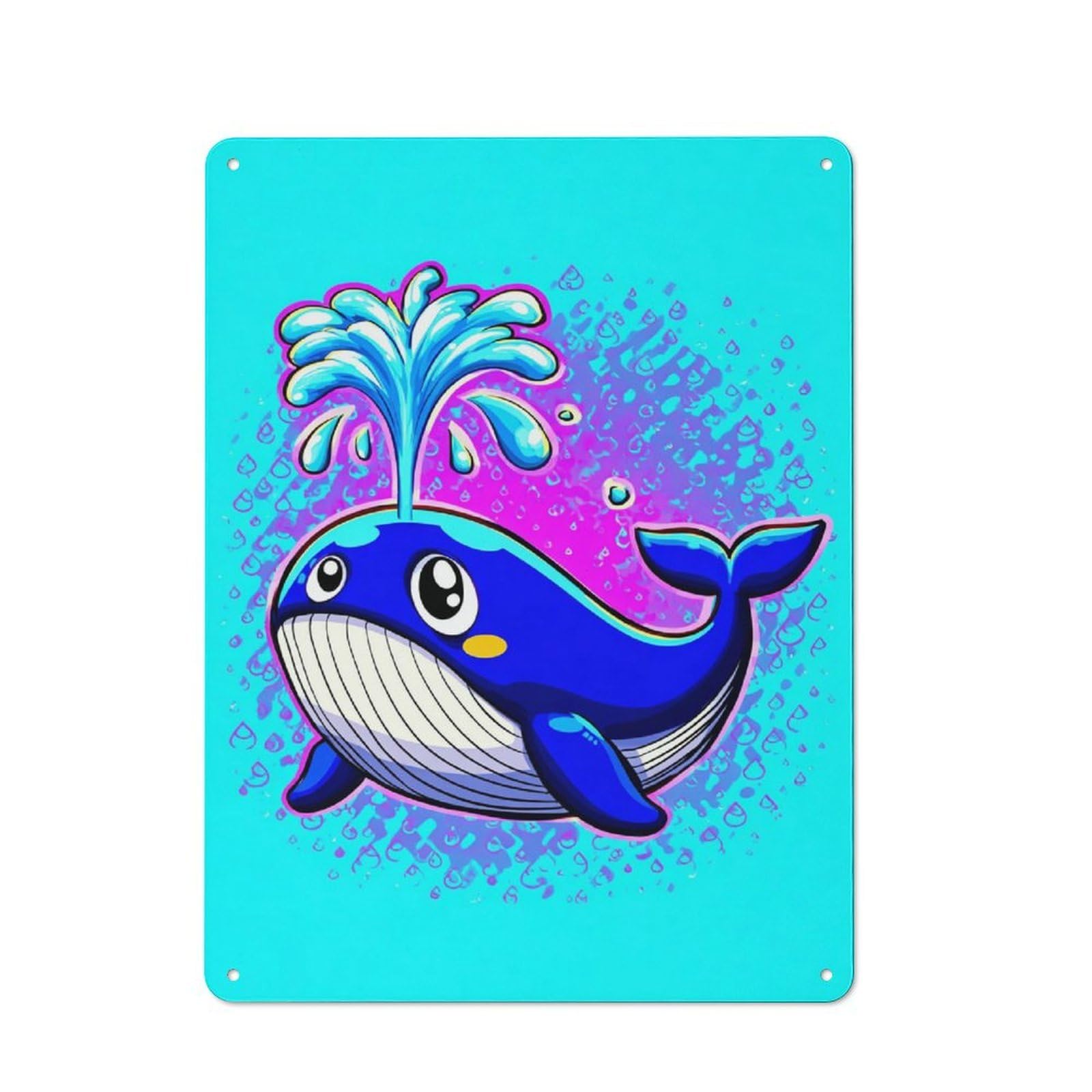 Junmoney Whale Of A Time Fun Illustration -1 Tin Wall Plaque 40X30cm With For Bar Or Restaurant, Housewarming Wall Decor For People Furnishing Bar And Restaurant