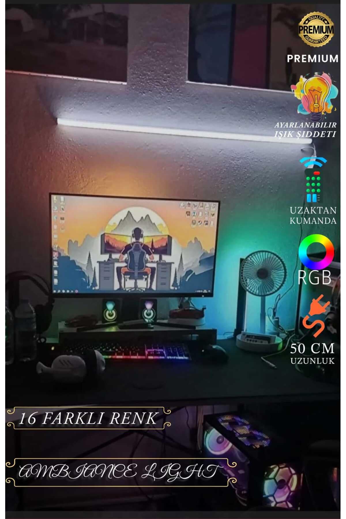 LED LEVEL Oyuncu Rgb Aydınlatma Masası Beyaz
