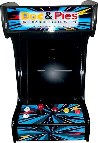 Doc and Pies Arcade Factory Classic Home Arcade Machine - Mesa y Bartop - 60 juegos retro - Pantalla LCD de tamaño completo, botones y joystick