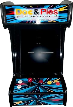 Doc and Pies Arcade Factory Classic Home Arcade Machine - Tabletop and Bartop - 60 Retro Games - Full Size LCD Screen, Buttons and Joystick