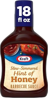 Kraft Hint of Honey Sweet BBQ Sauce, 18 oz - Slow-Simmered Honey BBQ for Grilling, Dipping & Marinading Ribs, Wings