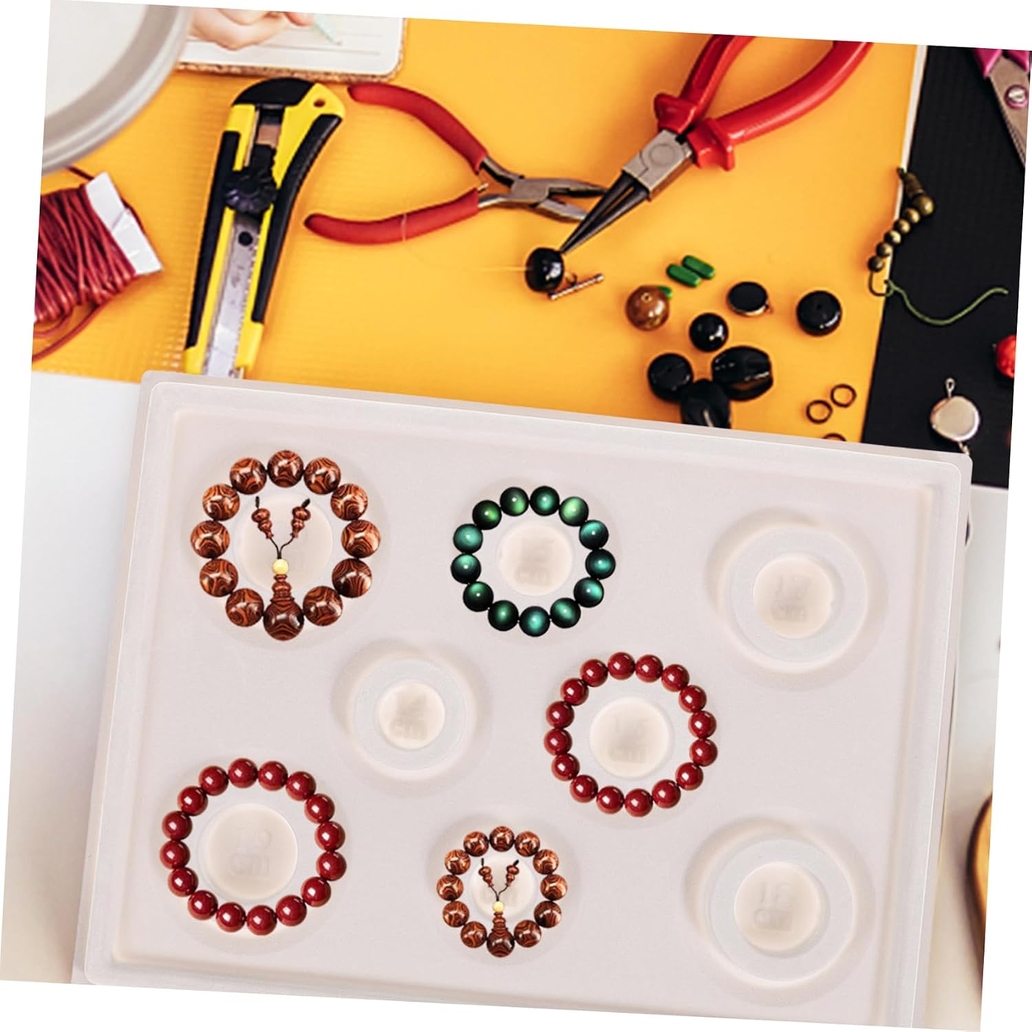 Uonlytech DIY Jewelry Bead Design Board Multi Functional Organizer Tray for Bracelets Anklets Making Convenient Beading Tool for Jewelry Creators Durable Design