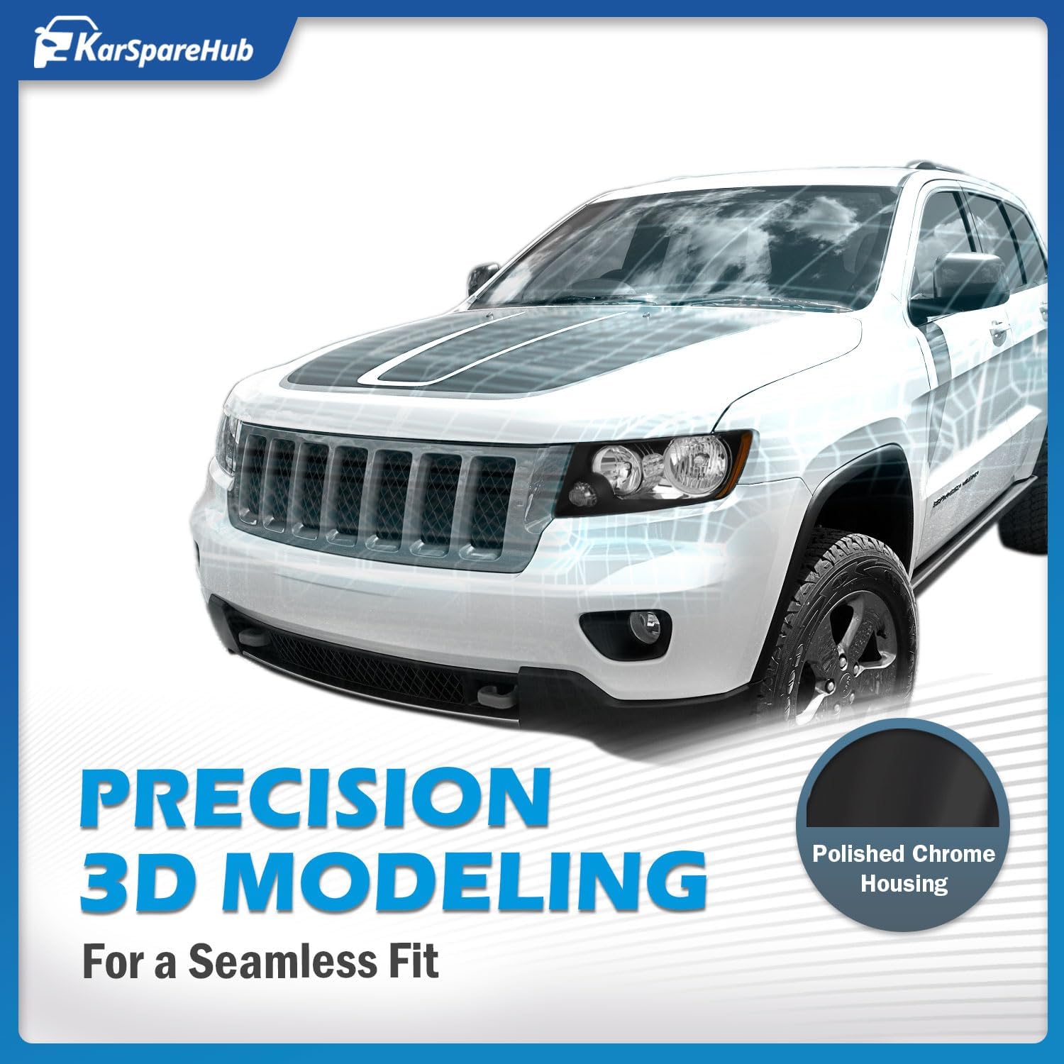 Headlights for 2011-2013 Jeep Grand Cherokee, 2011-2017 Jeep Compass [4-Door Sport Utility] Fits factory halogen light models ONLY (Bulbs included)