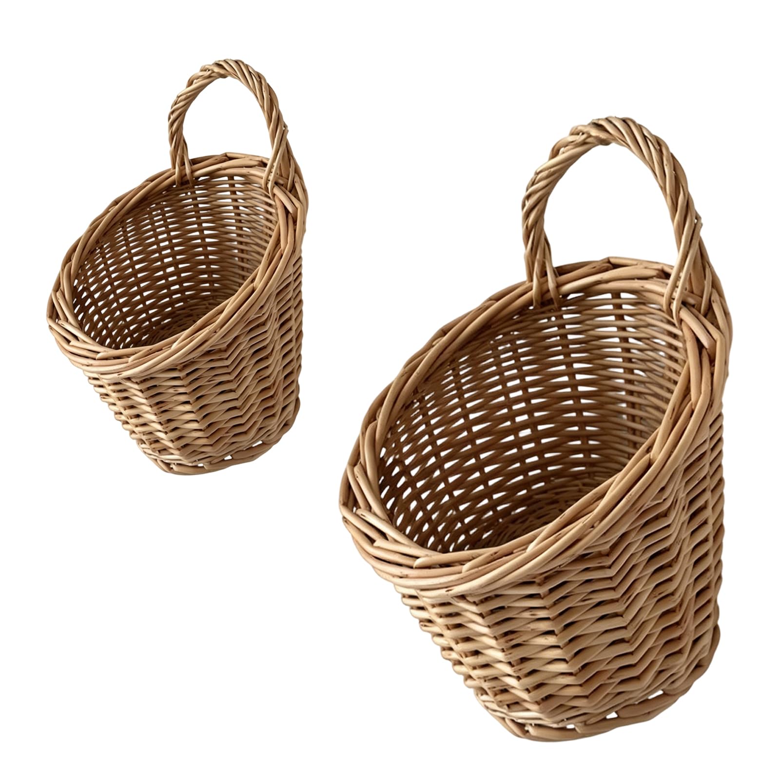 Handwoven Rattan Wall Basket for Food Storage Organizing Spices Utensils and Small Items Garlic Onion Basket