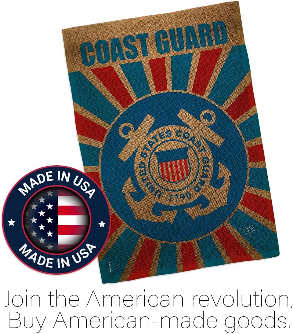 Coast Guard Burlap Garden Flag - Armed Forces USCG Semper Paratus United State American Military Veteran Retire Official - House Decoration Banner Small Yard Gift Double-Sided Made In USA 13 X 18.5
