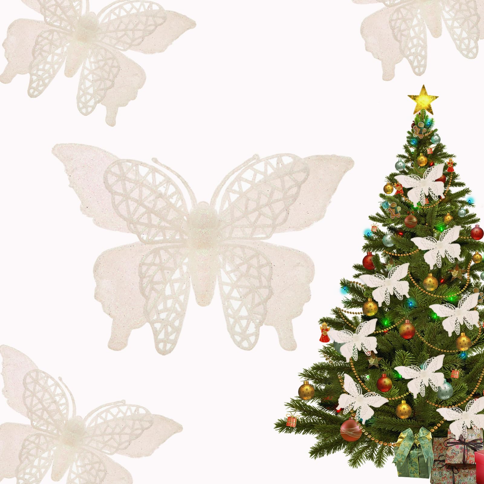 Mariposas De Plumas Con Clip - Decoración Otoño/invierno, Pack De 12 Colores