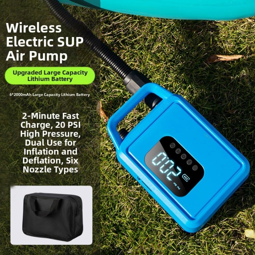 Honseadek Bomba de aire eléctrica de 12 V para tablero y barco inflable, inflador rápido portátil con manómetro digital, función de parada automática y desinflado,