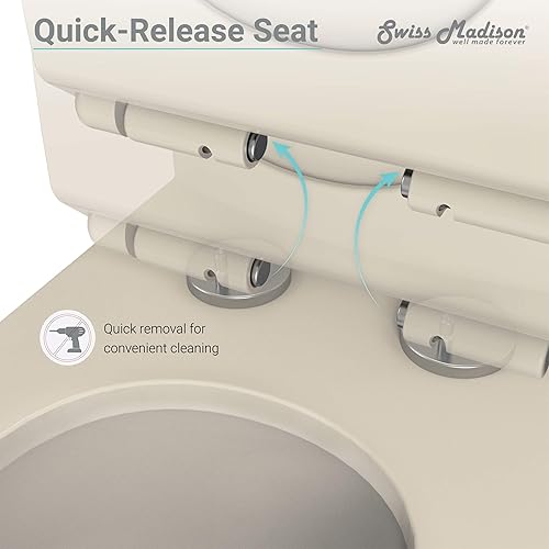 Vista 15 de Swiss Madison Well Made Forever SM-1T803BQ Chateau - Inodoro alargado de una pieza con descarga dual, acabado mate, 0.8/1.28 gpf
