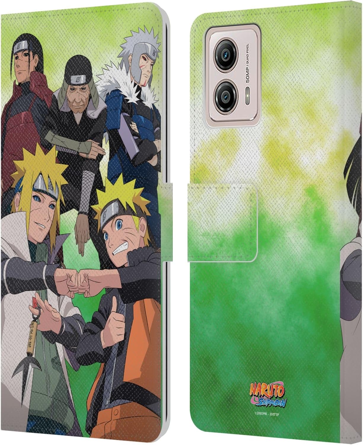 Head Case Designs Officially Licensed Naruto Shippuden Hokage Group Key Art Leather Wallet Case Compatible with Motorola Moto G53 5G