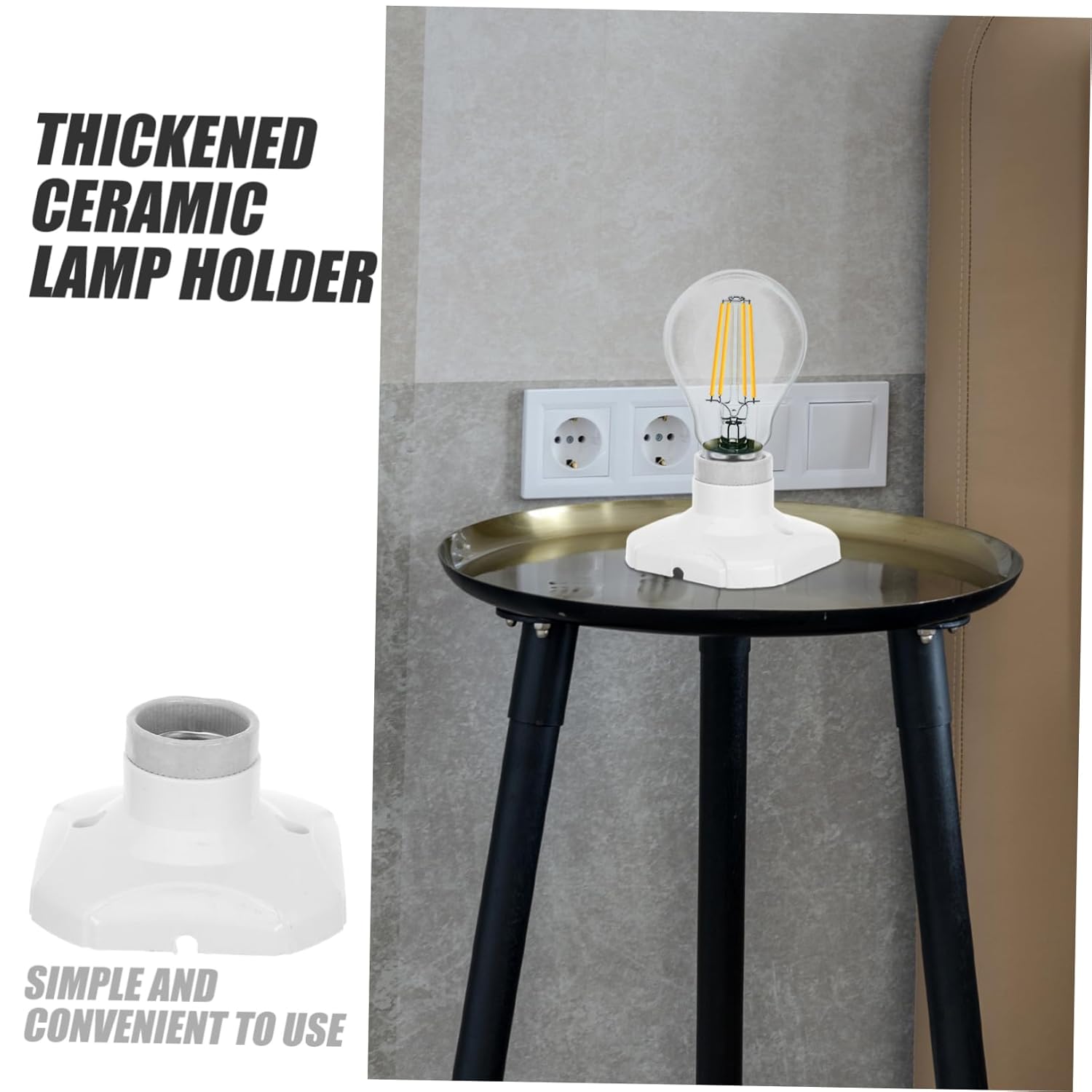 Tofficu E27 Ceramic Lamp Socket High Power LED Light Bulb Fixture 250V Heavy-Duty Base for Ceiling and Pendant Lamps