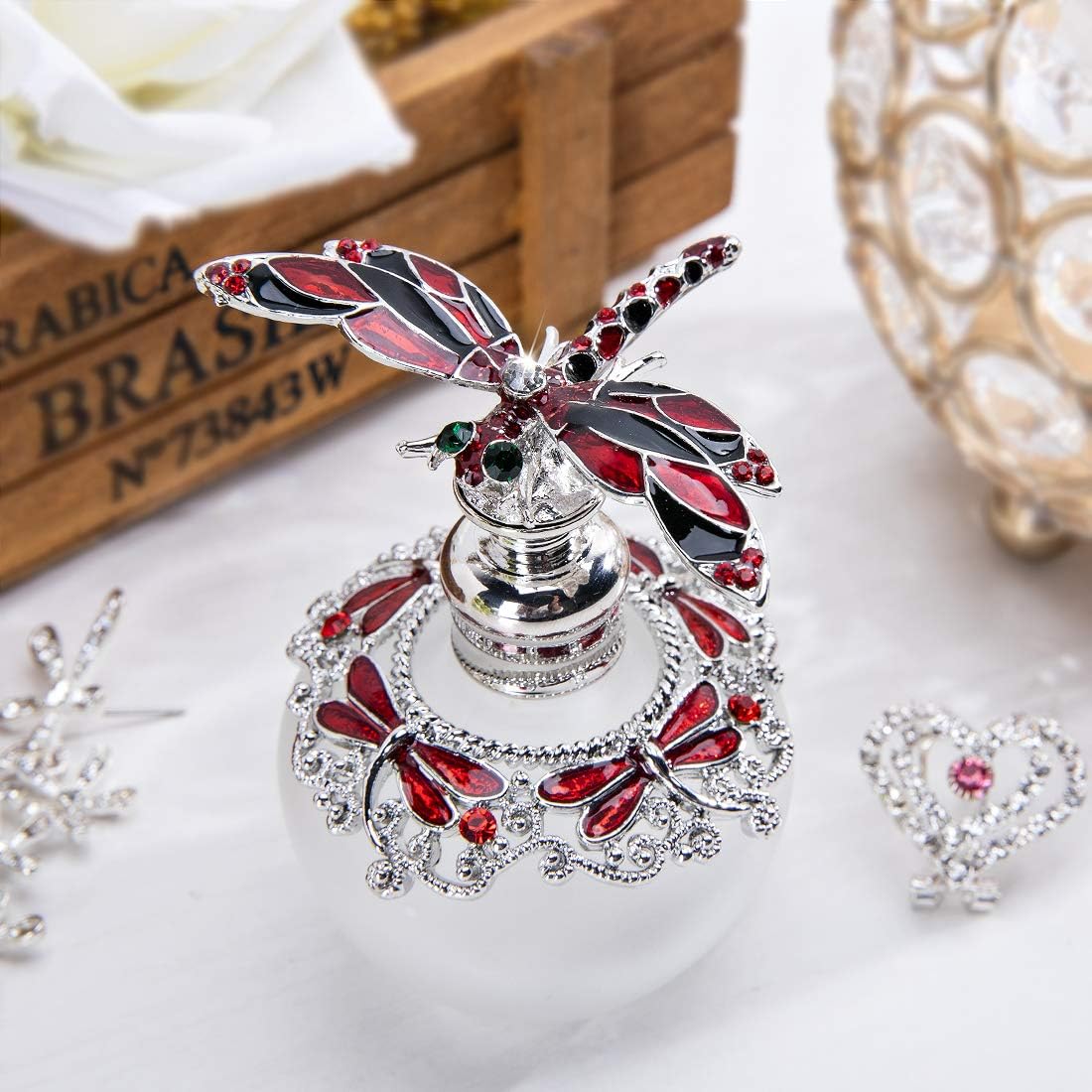 YU FENG 40ML Dragonfly Decorative Refillable Glass Perfume Bottle And 18ml Frosted Glass Perfume Spray Bottle Atomizer image 3